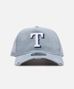 New Era Texas Rangers 'Distressed Denim' 9FORTY A-Frame Snapback Light Wash Denim