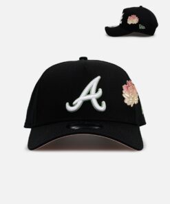 New Era Atlanta Braves 'Satin Flower' 9FORTY A-Frame Snapback Black/Pink