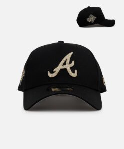 New Era Atlanta Braves 'Raised Metallic Chainstitch' 9FORTY A-Frame Snapback Black