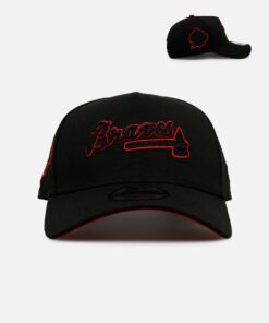 New Era Atlanta Braves 'Outline' 9FORTY A-Frame Snapback Black