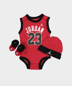 Jordan Infant Beanie Booties Onesie Set Gym Red