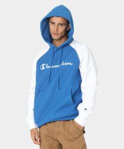 Champion Reverse Weave Raglan Hoodie Living In Blue