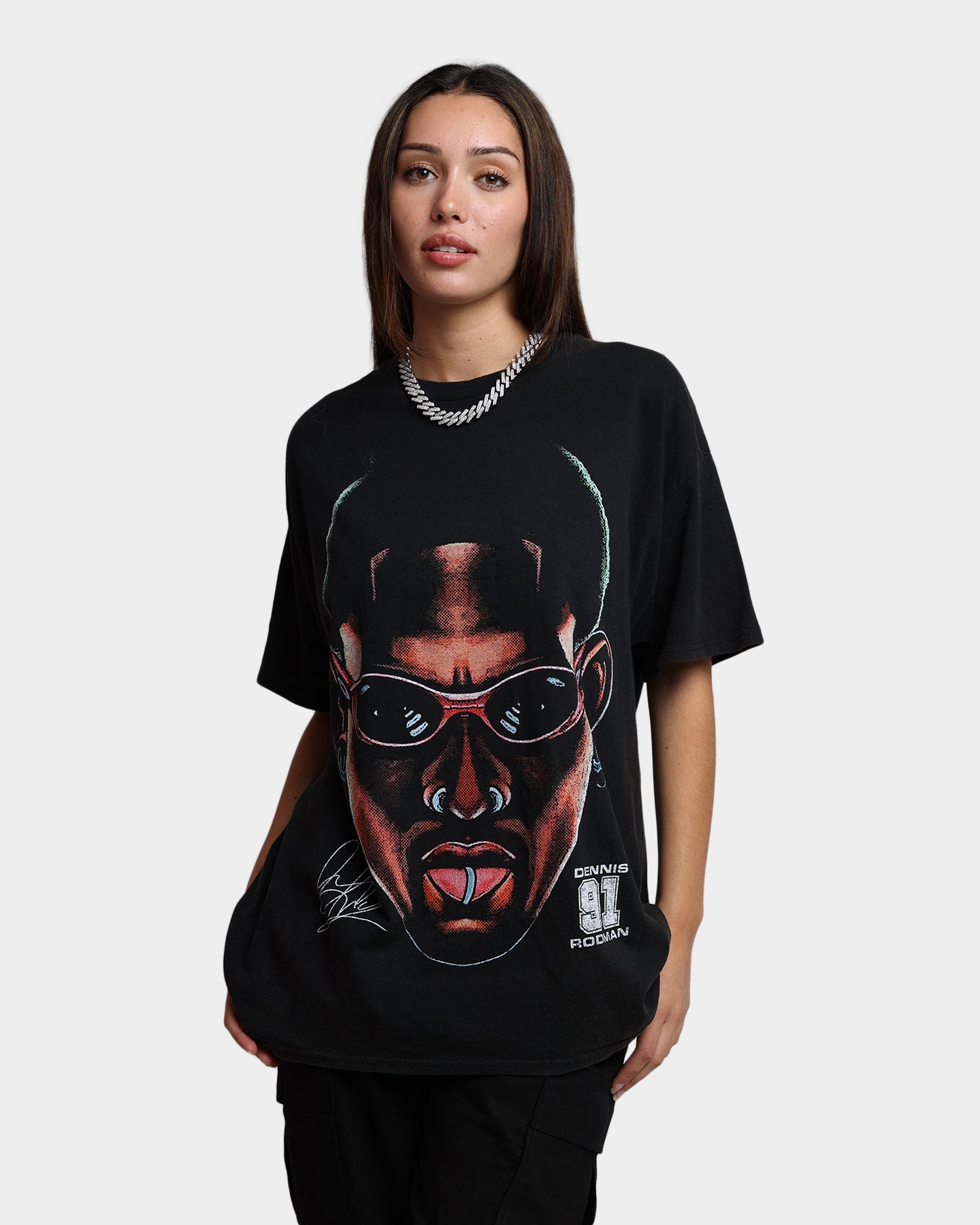 Rodman Brand 91 Face Vintage T-Shirt Washed Black