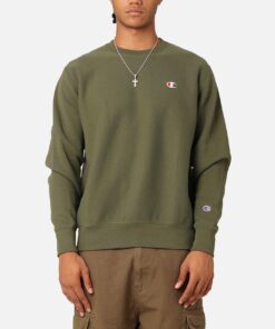 Champion Reverse Weave Small C Crewneck Moss