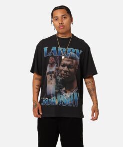 Mitchell & Ness Charlotte Hornets Larry Johnson Player & Stats T-Shirt Black
