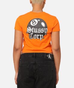 Stüssy Women's 8 Ball Corp Slim T-Shirt Coral