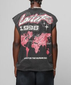 Loiter Motor Oversized Muscle T-Shirt Charcoal