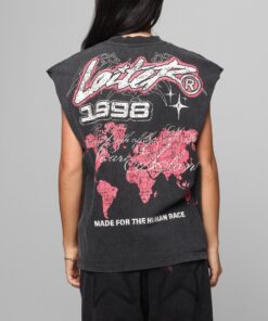 Loiter Motor Oversized Muscle T-Shirt Charcoal