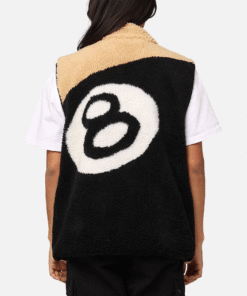 Stüssy 8 Ball Sherpa Reversible Vest Tan