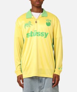 Stüssy Football Polo Long Sleeve T-Shirt Yellow/Lime