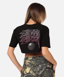 Stussy Women's 8 Ball Cropped T-Shirt Black