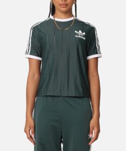 Adidas Women's 3-Stripes Pinstripe T-Shirt Mineral Green