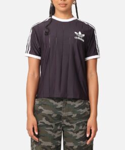Adidas Women's 3-Stripes Pinstripe T-Shirt Aurora Black