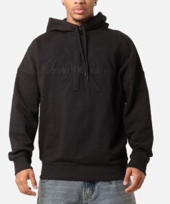 Calvin Klein Premium Monologo Hoodie Black