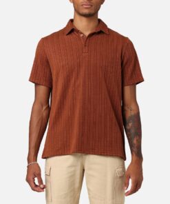 XXIII Herringbone Cable Polo Shirt Brown