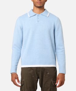 XXIII Fluffy Long Sleeve Polo Shirt Blue