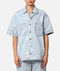 Playboy Mess Collared Shirt Light Indigo
