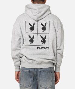 Playboy RHD Sqaured Hoodie Grey Marle