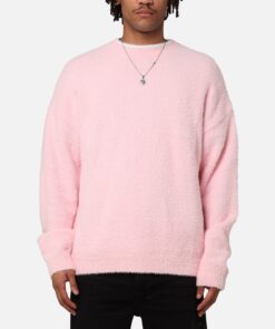 XXIII Crew Neck Fluffy Sweater Pink/White