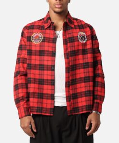 Carre Academy Long Sleeve Button Up Shirt Red Tartan