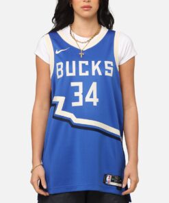 Nike Giannis Antetokounmpo Milwaukee Bucks #34 City Edition 2024/25 Nike Dri-Fit NBA Swingman Jersey Game Royal