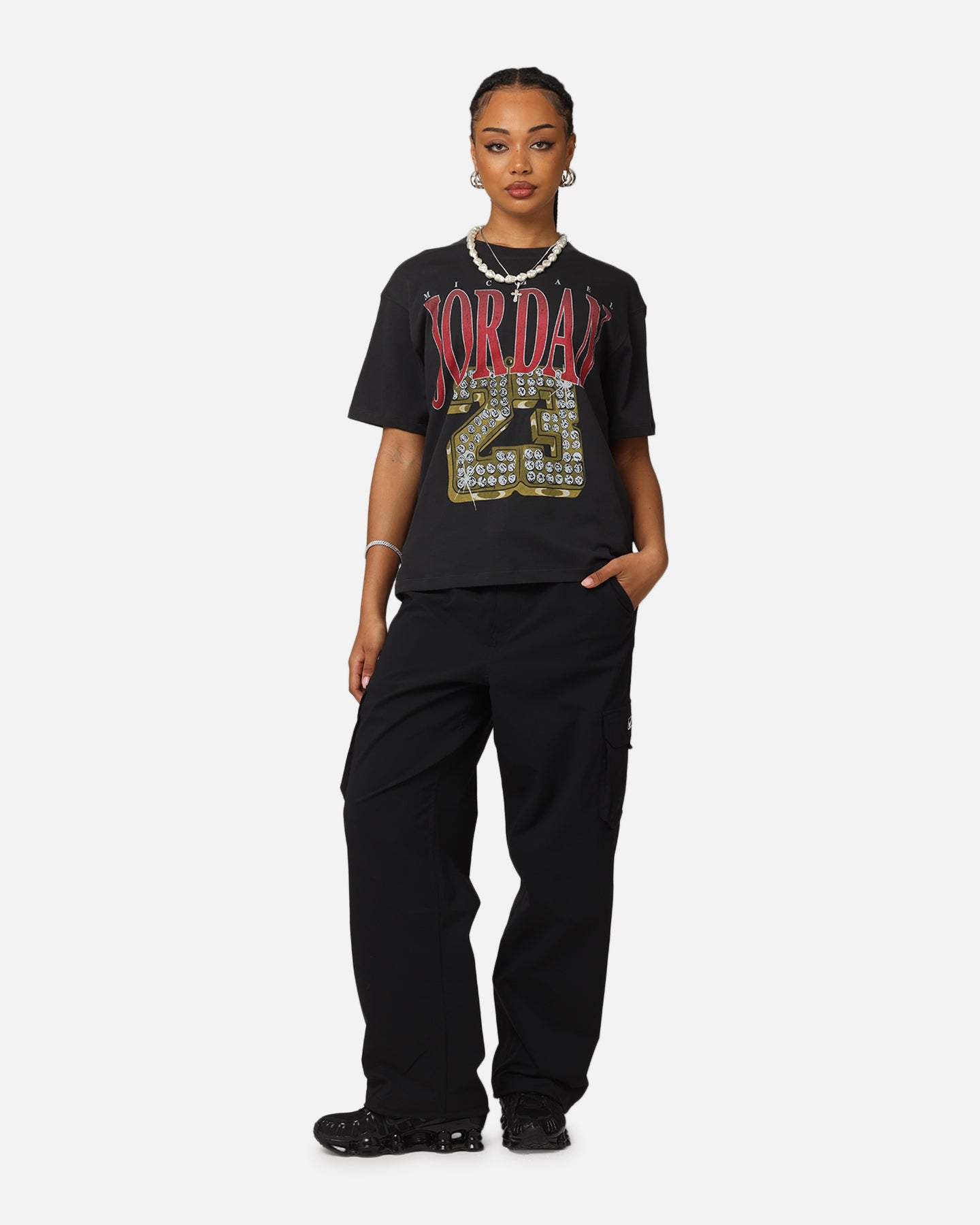 Jordan Women's Heritage Graphic T-Shirt Off Noir/Gym Red
