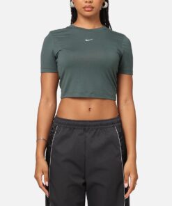 Nike Women's Sportswear Essential Slim Cropped T-Shirt Vintage Green/White