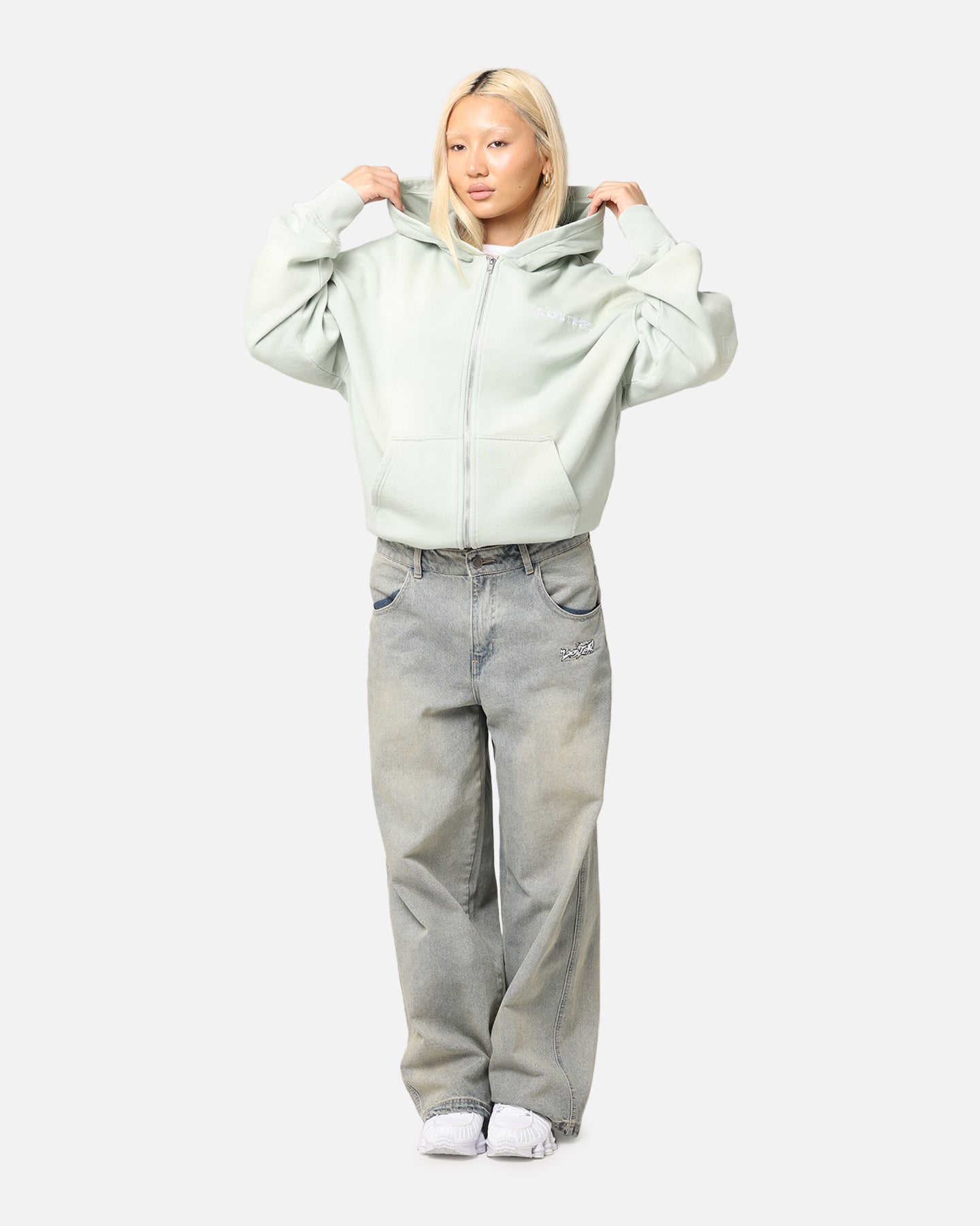 Loiter Atmosphere Full Zip Hoodie Washed Green