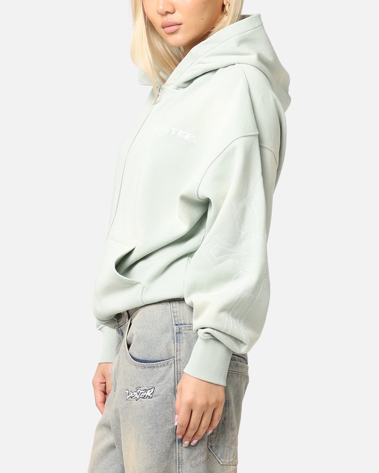 Loiter Atmosphere Full Zip Hoodie Washed Green