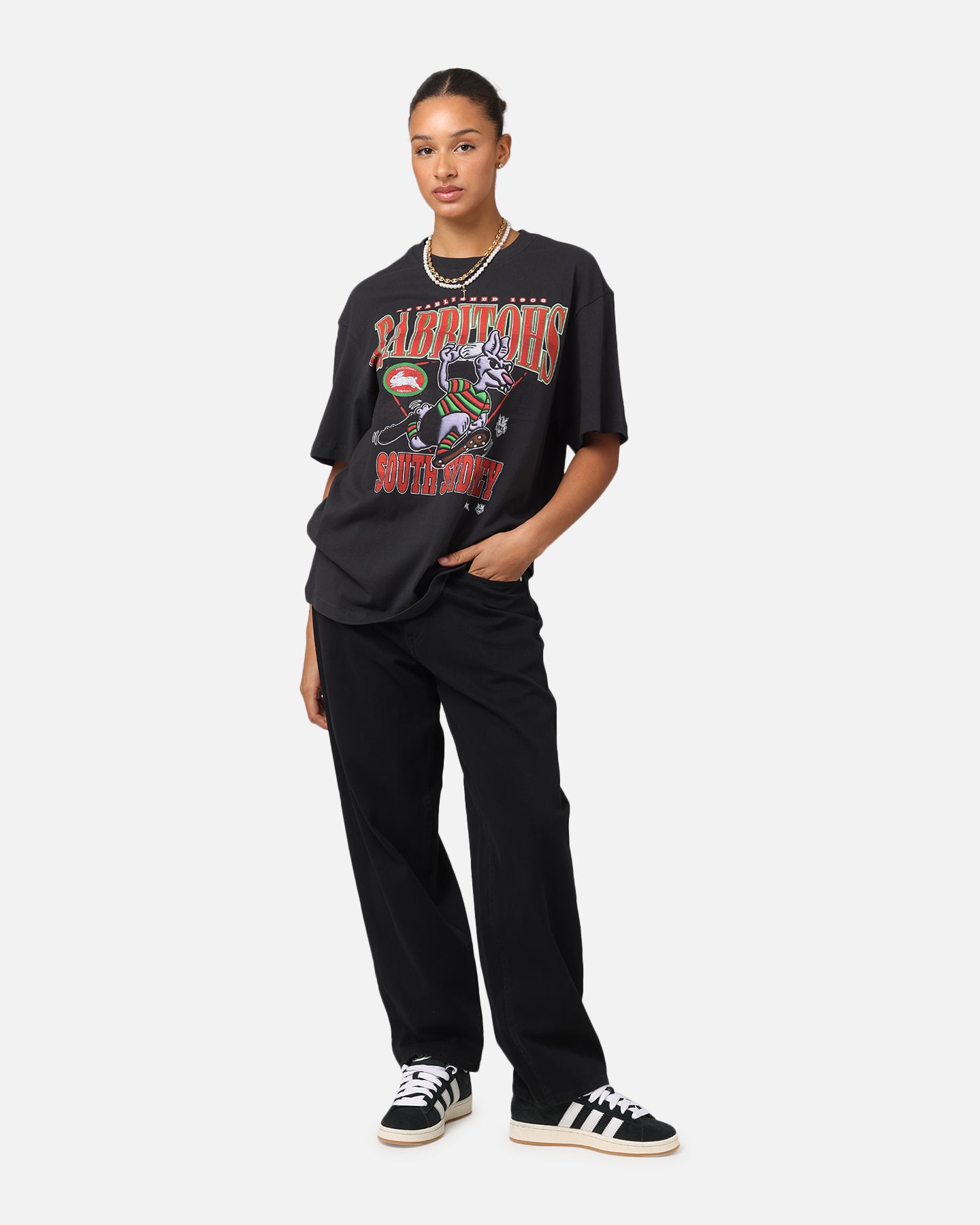 Mitchell & Ness South Sydney Rabbitohs Mascot Character T-Shirt Faded Black