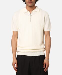 XXIII Herringbone Quater Zip Polo Shirt Cream