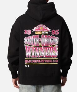 Queensland Ruby League State Of Origin 1995 Winners Hoodie Faded Black