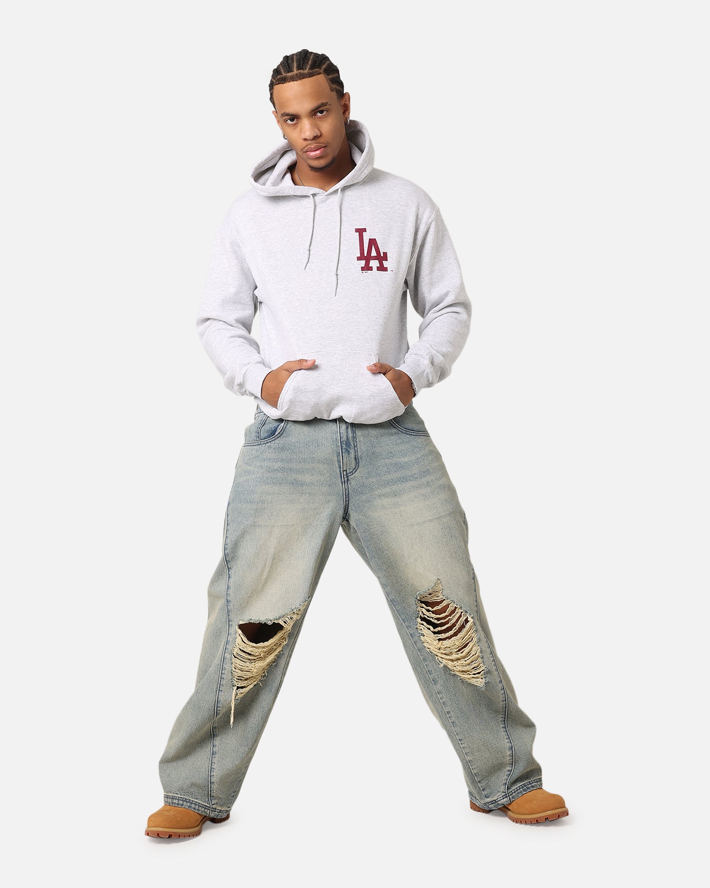 Majestic Athletic Los Angeles Lakers Fulter Team Arch Hoodie Grey Marle