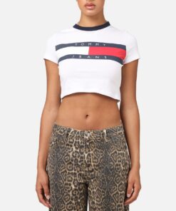 Tommy Jeans Women's TJW Slim Cropped Block T-Shirt White