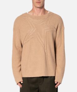 MNML Boat Neck Star Sweater Tan