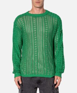 MNML Crochet Knit Sweater Green