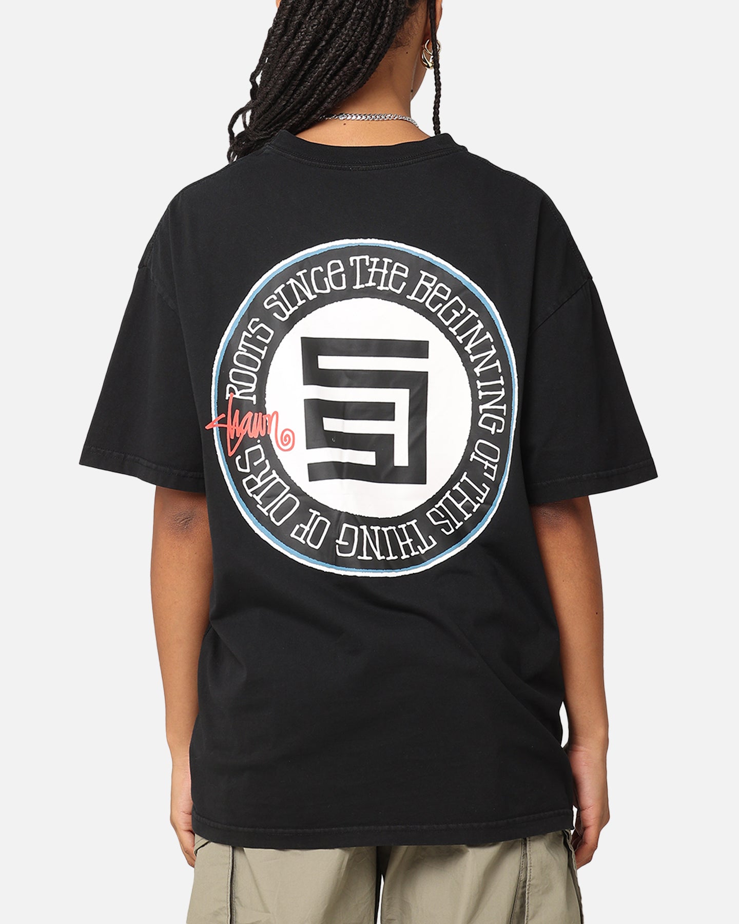 S Double Roots Dot T-Shirt Washed Black