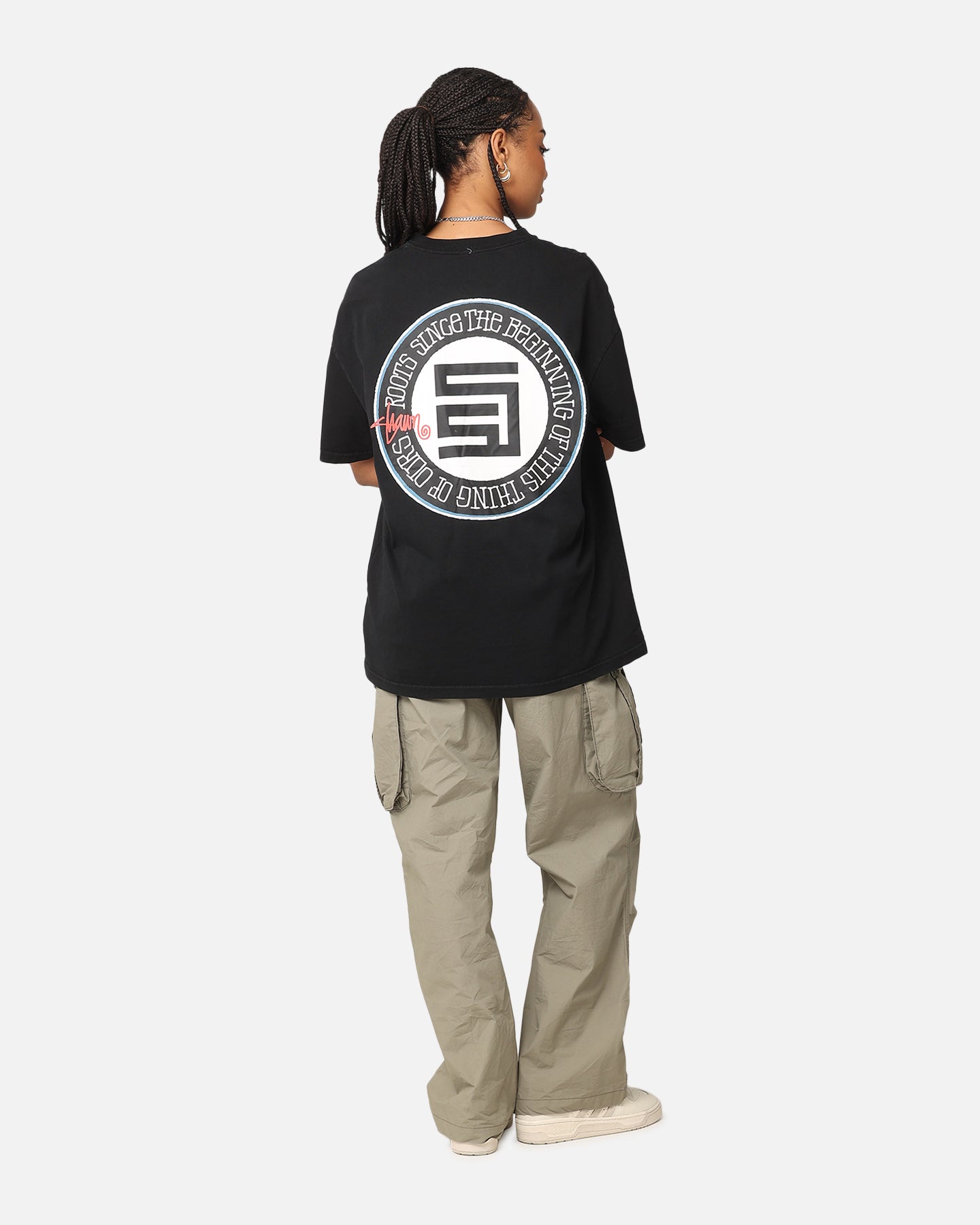 S Double Roots Dot T-Shirt Washed Black