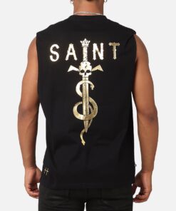Saint Morta Daggers Oversized Muscle T-Shirt Black/Gold