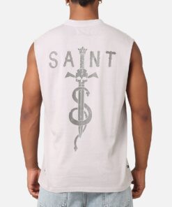 Saint Morta Daggers Oversized Muscle T-Shirt Vintage Grey