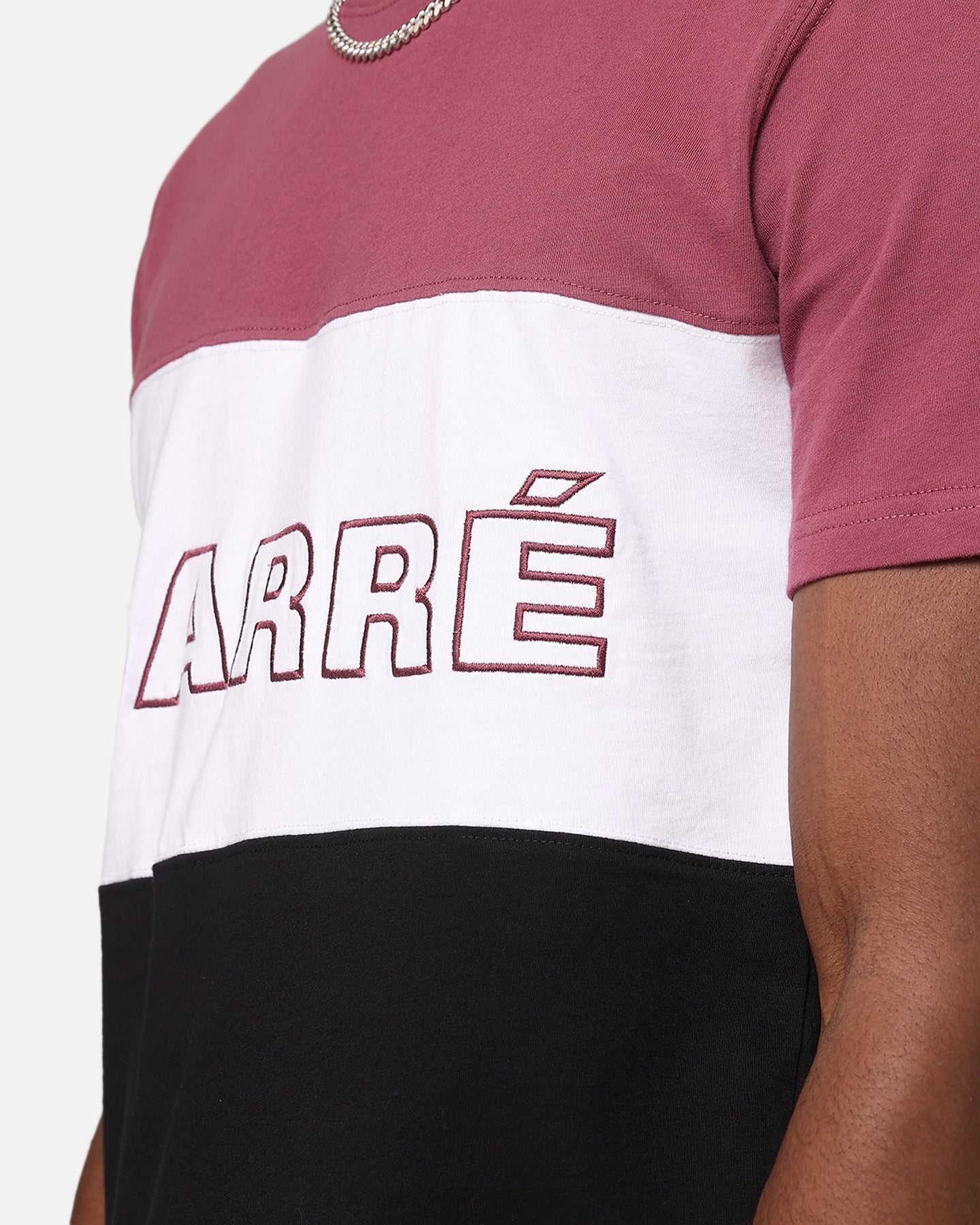 Carre Boost Panel T-Shirt Maroon/White/Black