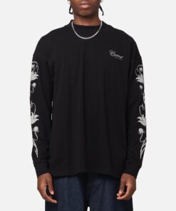 Carre Floral Oversized Long Sleeve T-Shirt Black