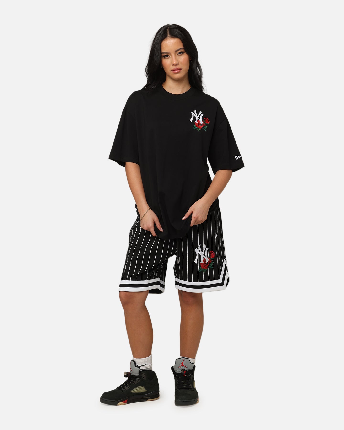 New Era New York Yankees Rose Oversized T-Shirt Black