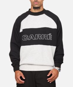 Carre Panel Raglan Crewneck Black/Grey Marle