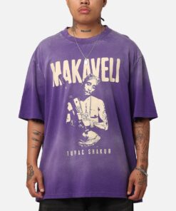 Tupac Makaveli Sunfade T-Shirt Sun Washed Blue