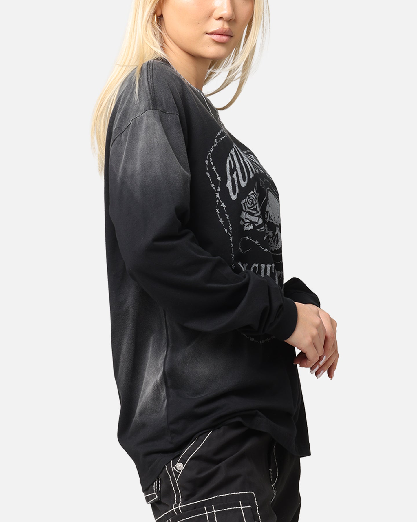 Guns N Roses Next Door To Hell Long Sleeve T-Shirt Washed Black