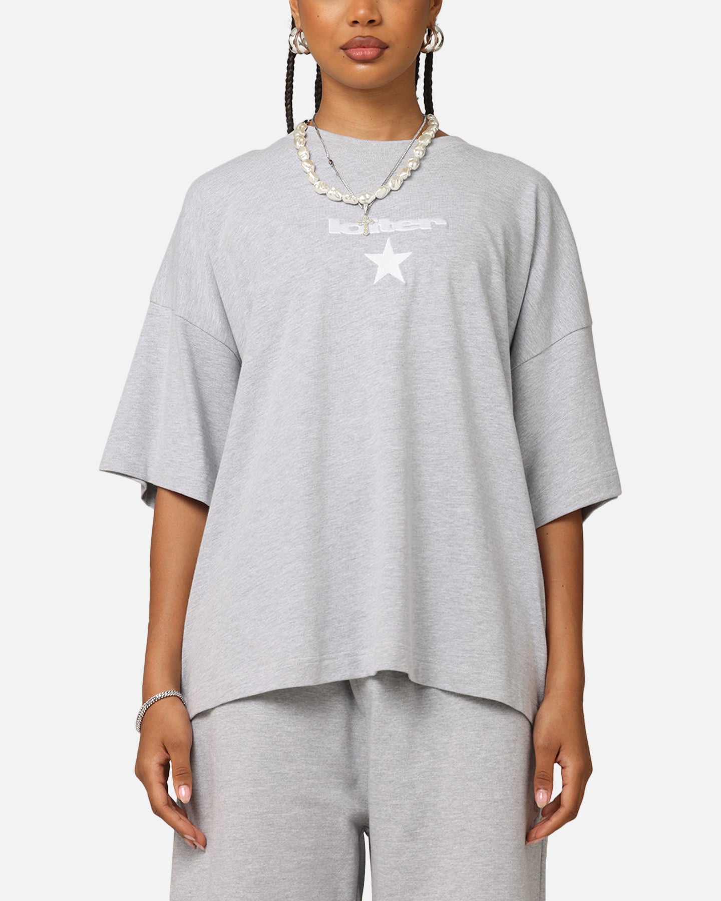 Loiter Premium Essentials Boxy T-Shirt Grey Marle