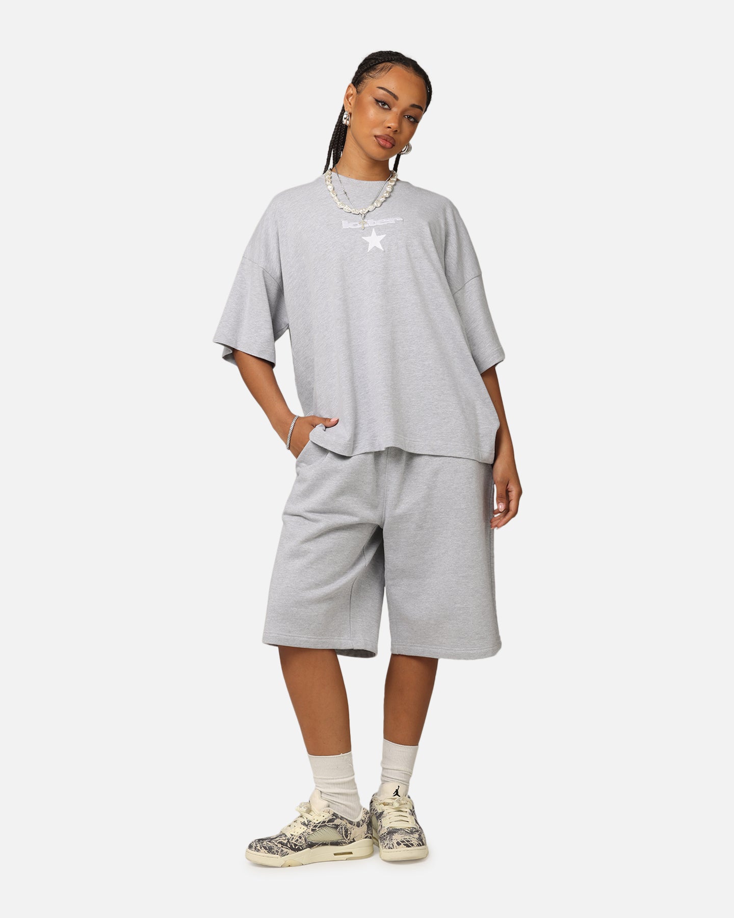 Loiter Premium Essentials Boxy T-Shirt Grey Marle