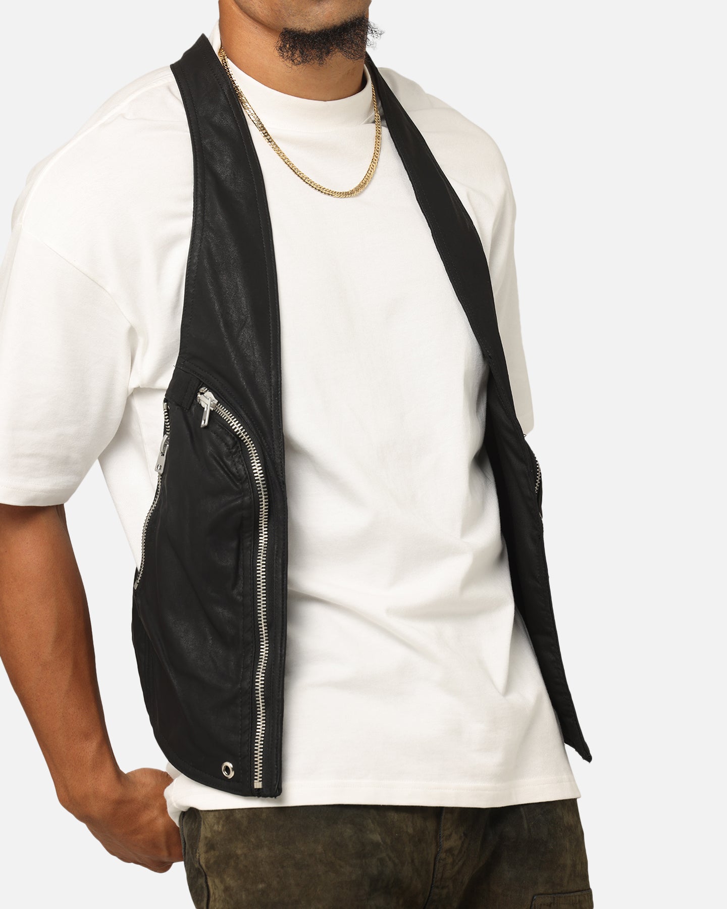 MNML Leather Holster Vest Black