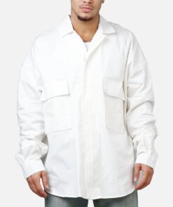 MNML Oversized Cotton Button Up Shirt White
